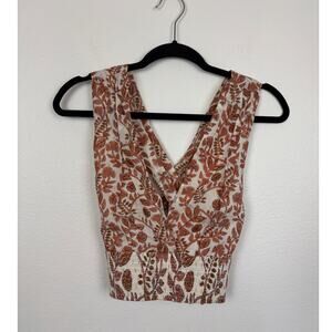 Marea Ash & Eden Smocked Printed Festival Gold Crop Top Medium